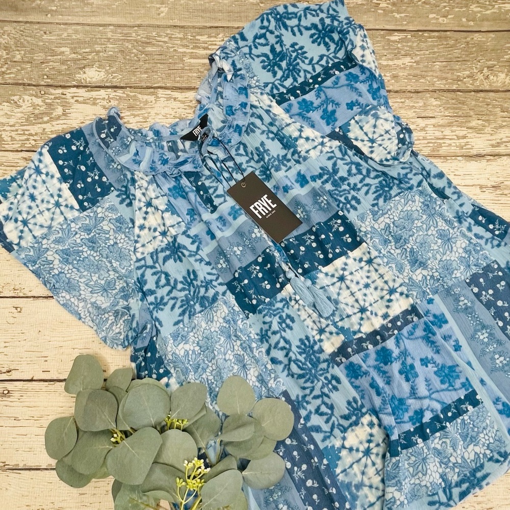 FRYE Chambray Manor Combo Top